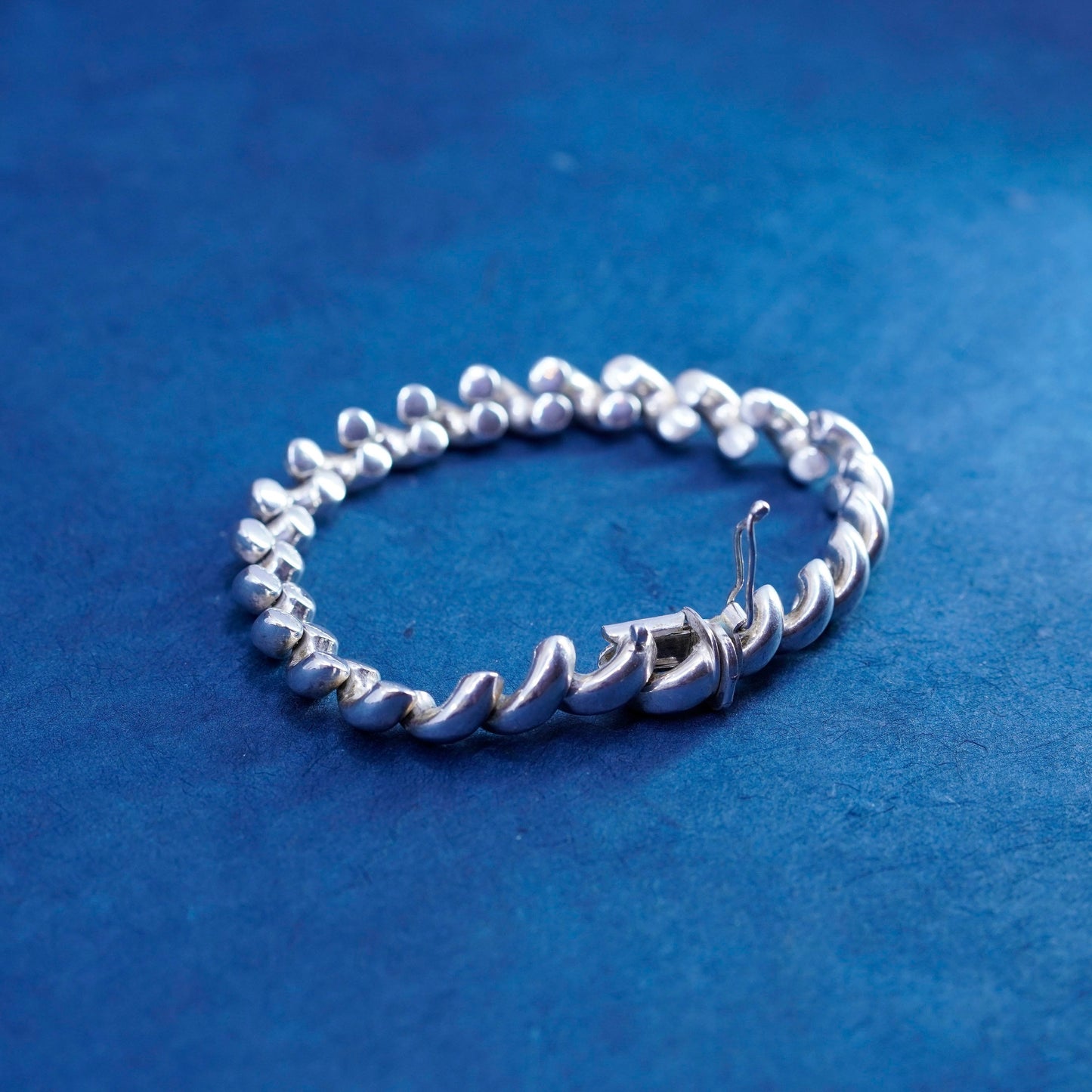 7.25”, 10mm, vintage ITAOR Sterling silver men’s bracelet, 925 San Marco chain