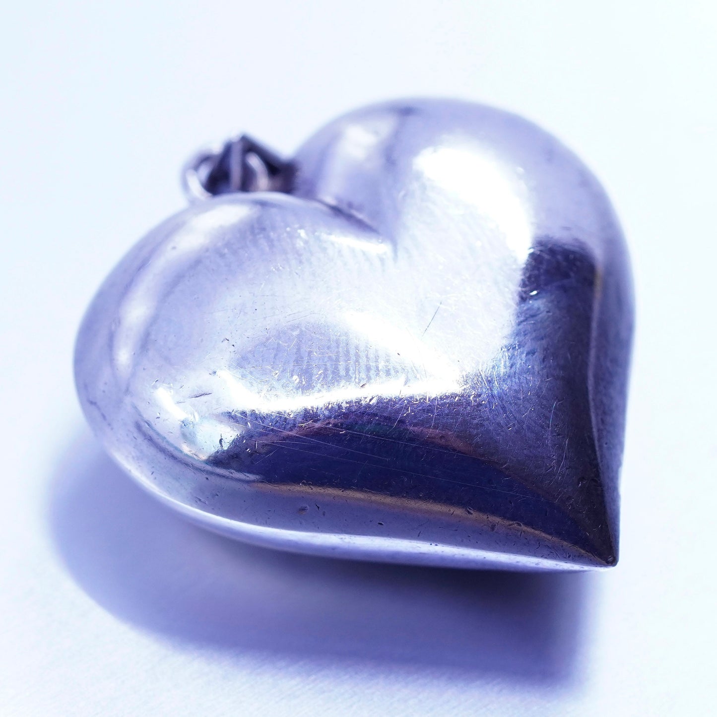 antique sterling 925 silver handmade puffy heart pendant