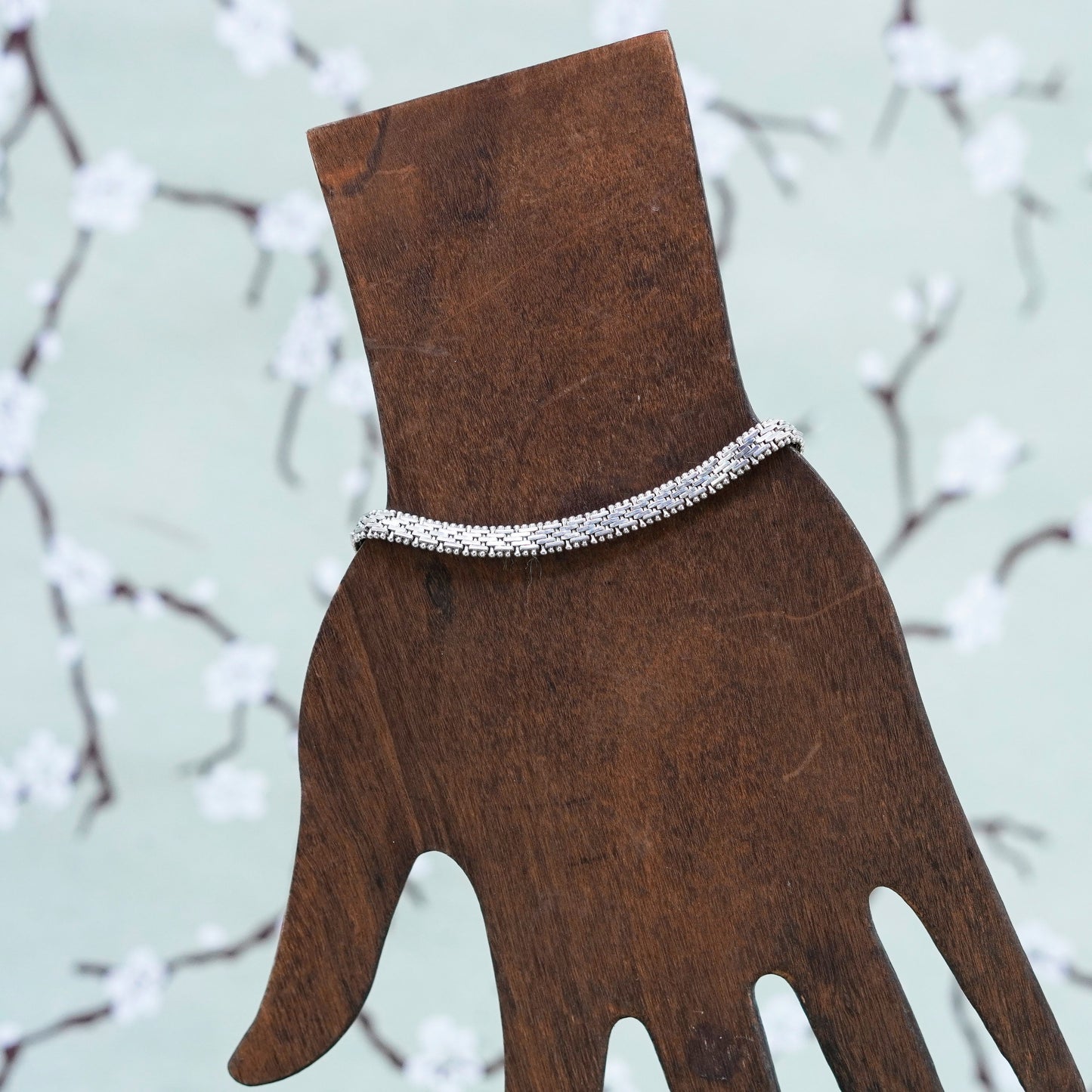 7”, 5mm, Vintage Italian sterling 925 silver Riccio chain bracelet