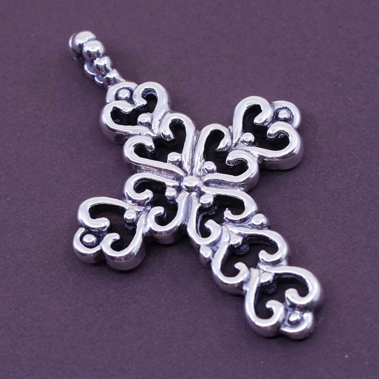 Vintage Sterling silver handmade pendant, Thailand 925 filigree cross