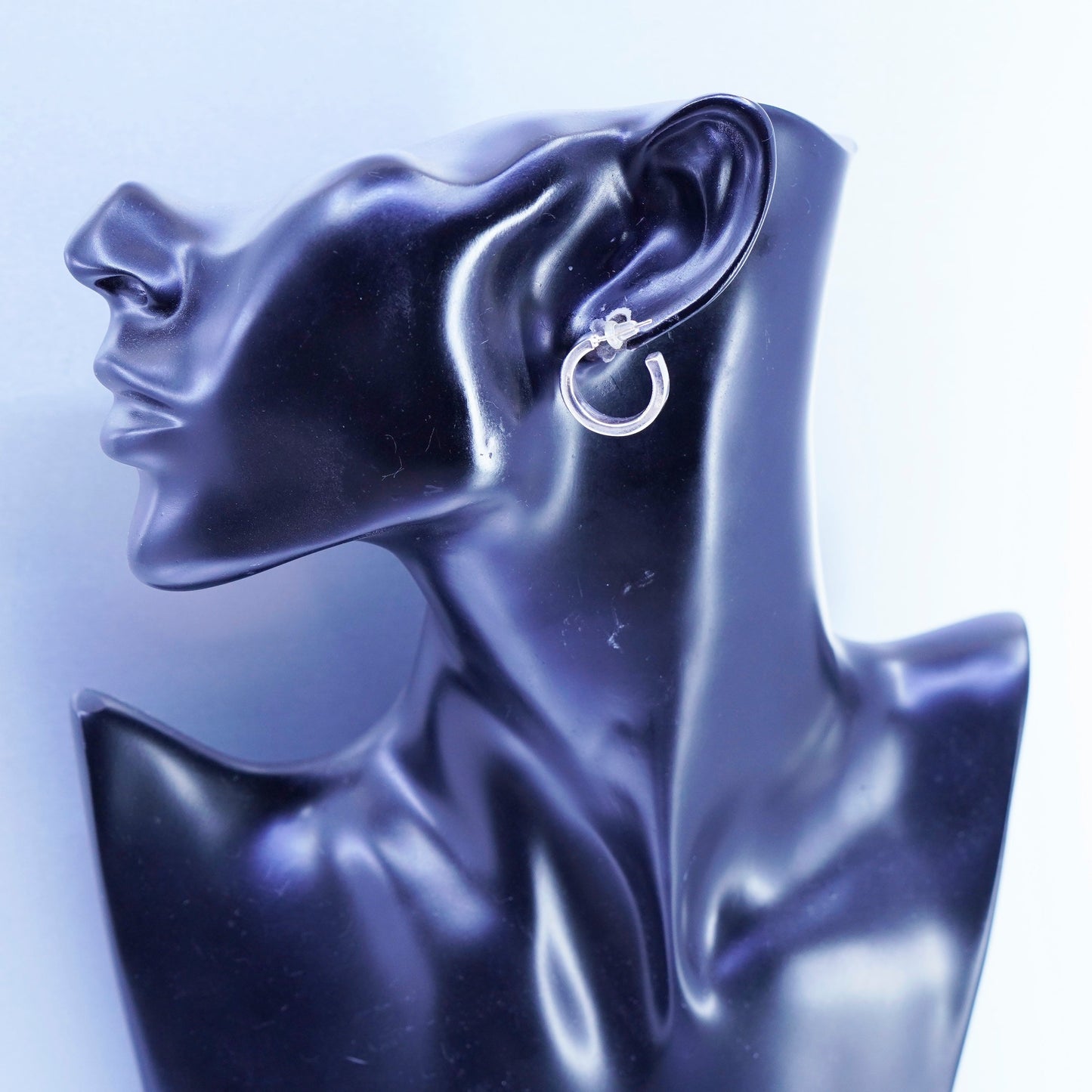 0.75”, vintage Sterling silver handmade earrings, bold 925 hoops