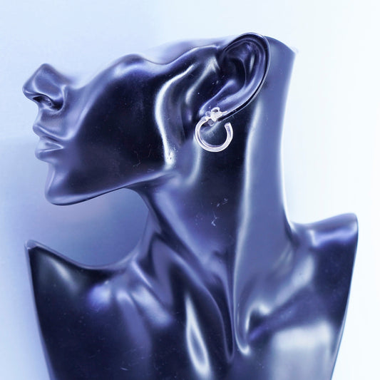 0.75”, vintage Sterling silver handmade earrings, bold 925 hoops