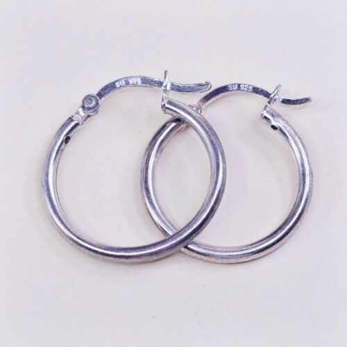 0.75” sterling silver 925 Huggie earrings Hoops, stamped 925 SU