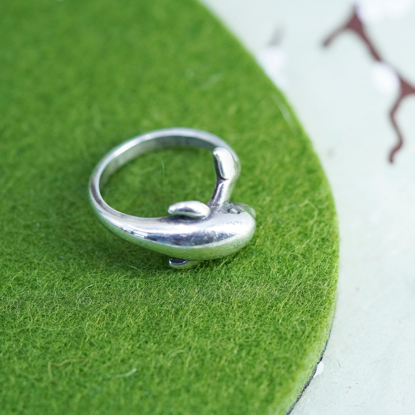 Size 6.75, Vintage Kabana sterling silver ring, wrap 925 handmade dolphin band
