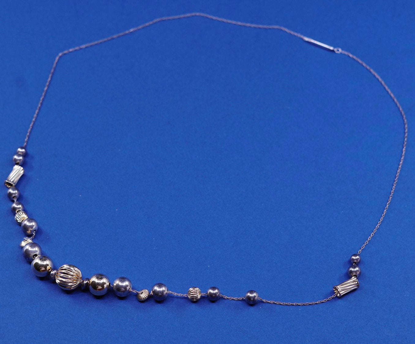 24”, ADDA w/14K gold beads Sterling silver handmade necklace, 925 circle chain