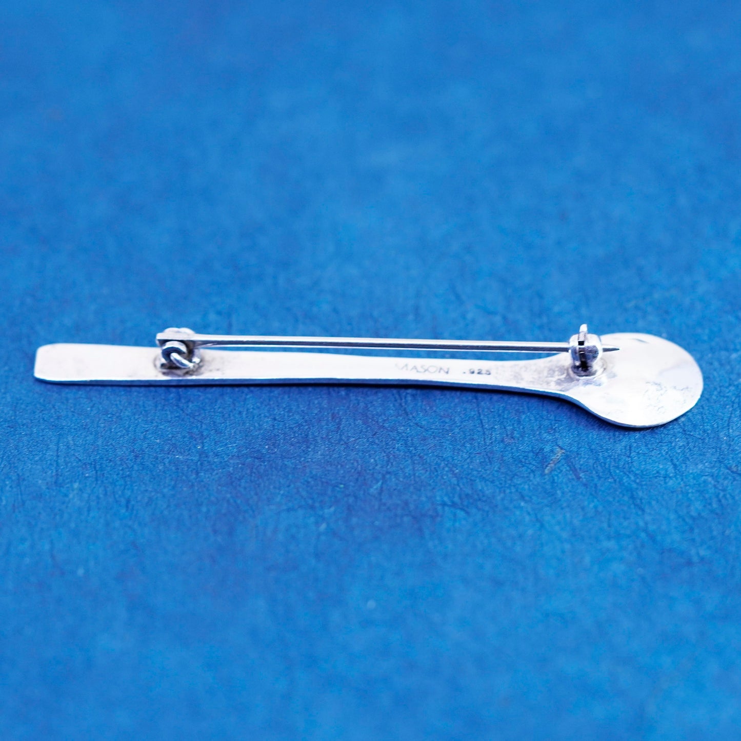 Vintage huge sterling silver handmade brooch, 925 mini spoon