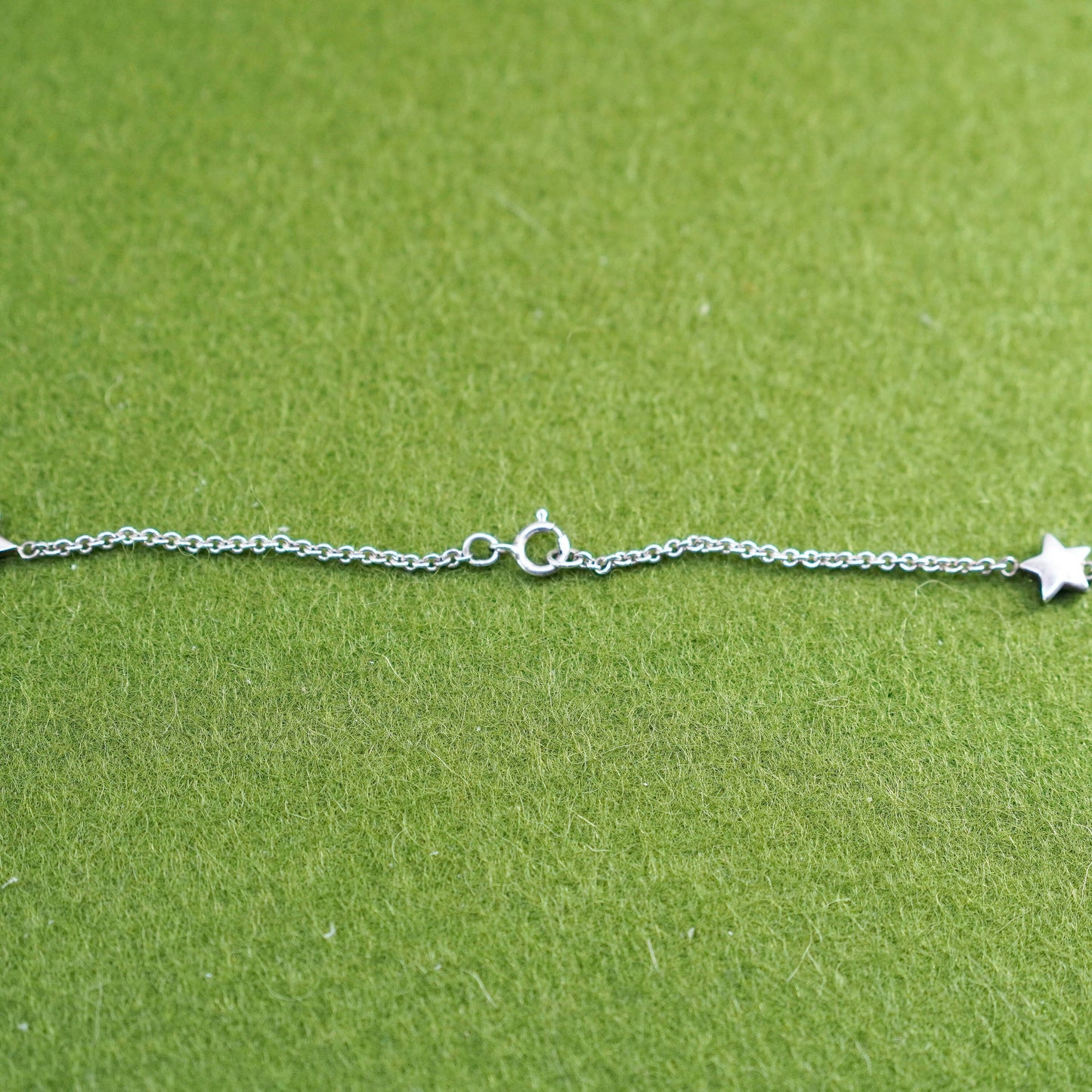 16”, vintage sterling silver 925 necklace, circle chain with star pendants