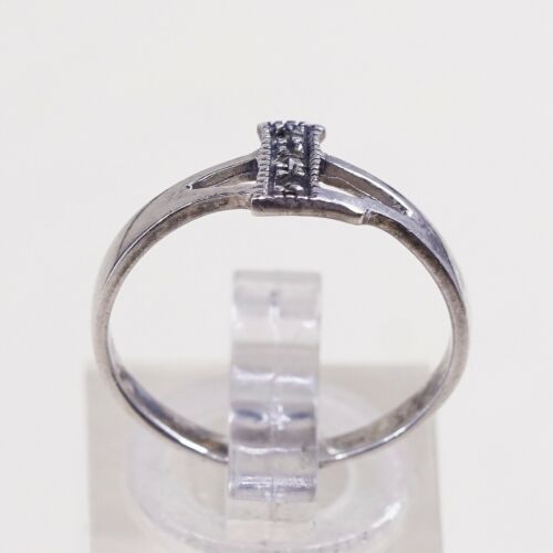 Size 6.5, Vtg Sterling Silver Handmade Ring, 925 Silver Band W/ Marcasite