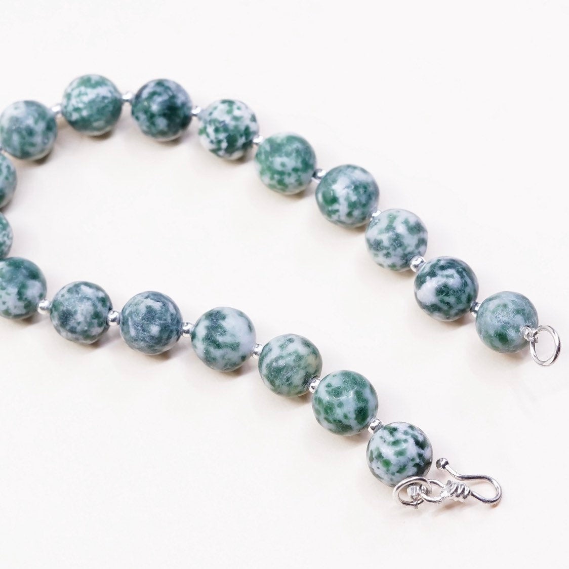 7", 925 Sterling silver clasp, handmade bracelet artisan jade beads