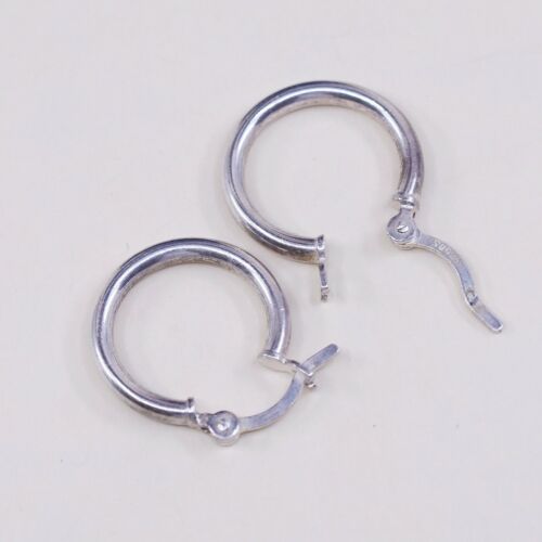 0.5”, Italy Modern 925 Sterling Silver Hoop Pierced Earrings, 925 silver huggie