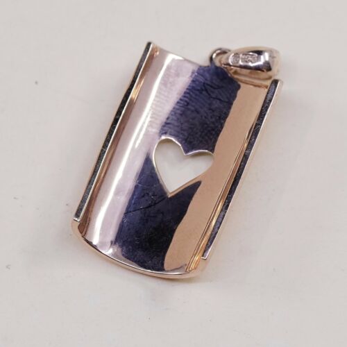 Vintage Vermeil Rose Gold sterling silver pendant, 925 Tag W/ Heart Cut Out