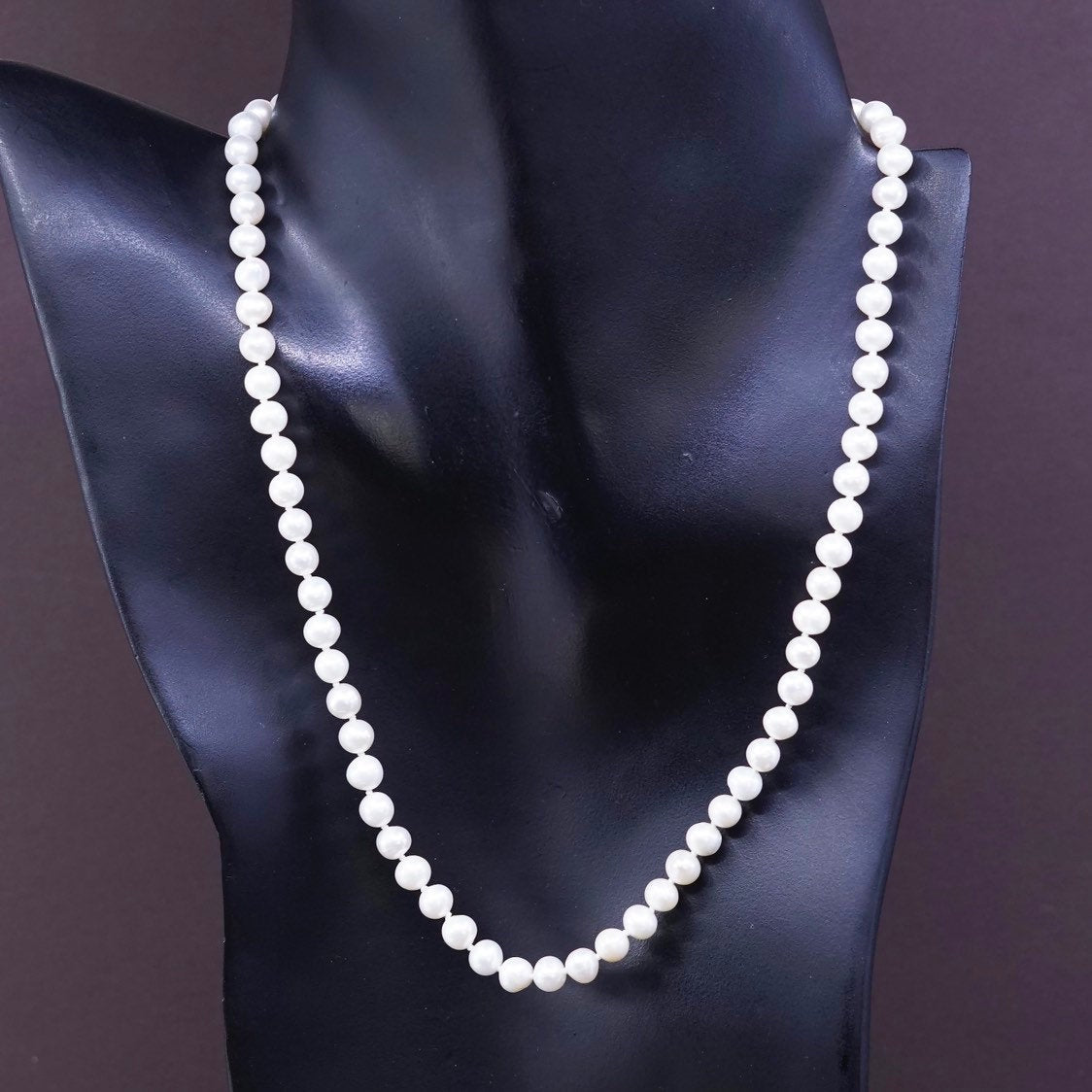 20", vtg Sterling silver handmade necklace, 925 clasp w/ freshwater pearl