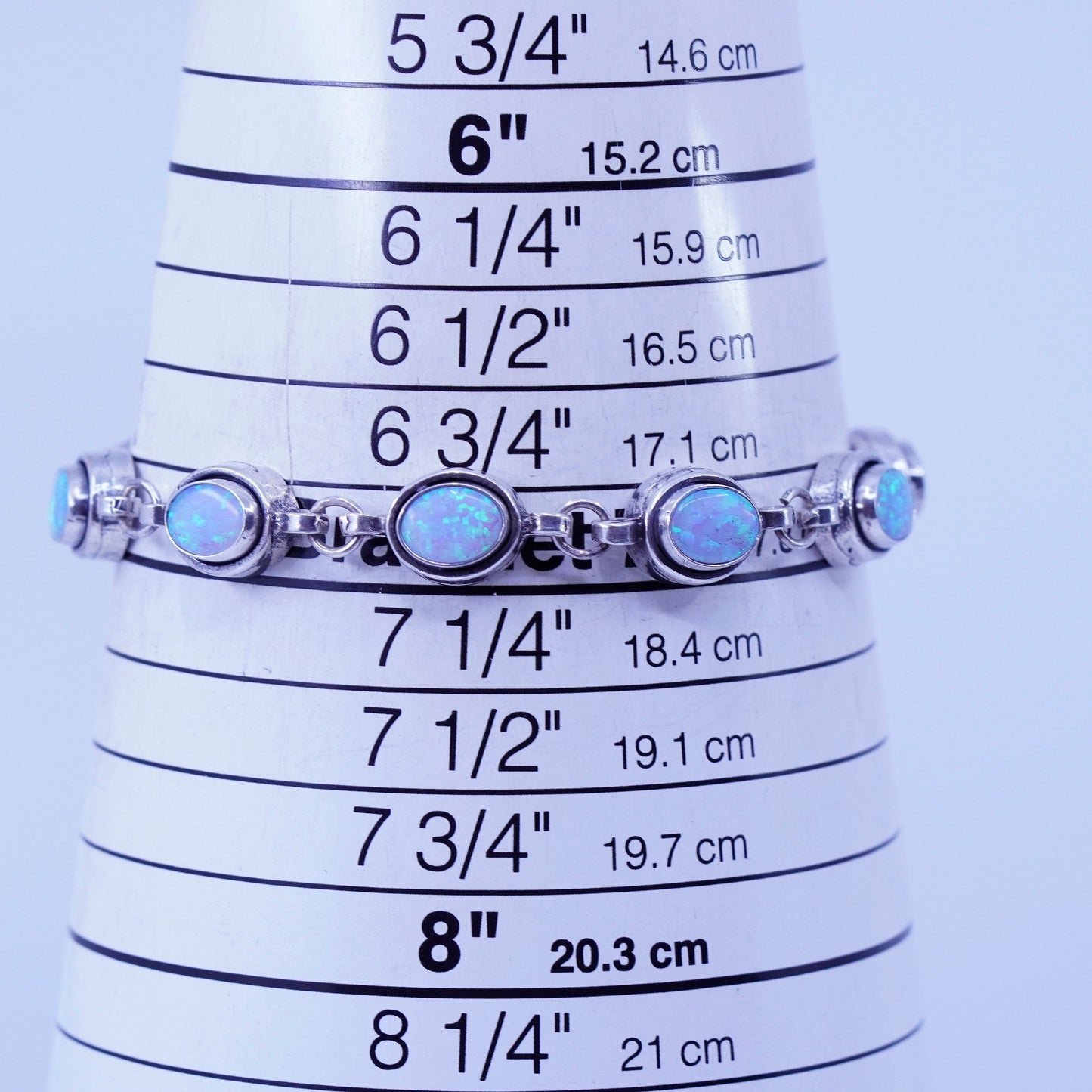 7+1”, Native American Navajo southwestern Sterling 925 silver opal bracelet