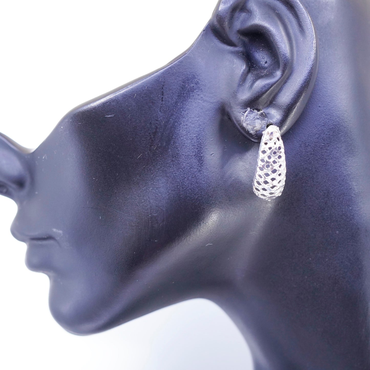 1”, vintage Sterling silver handmade earrings, modern 925 simple Huggie studs