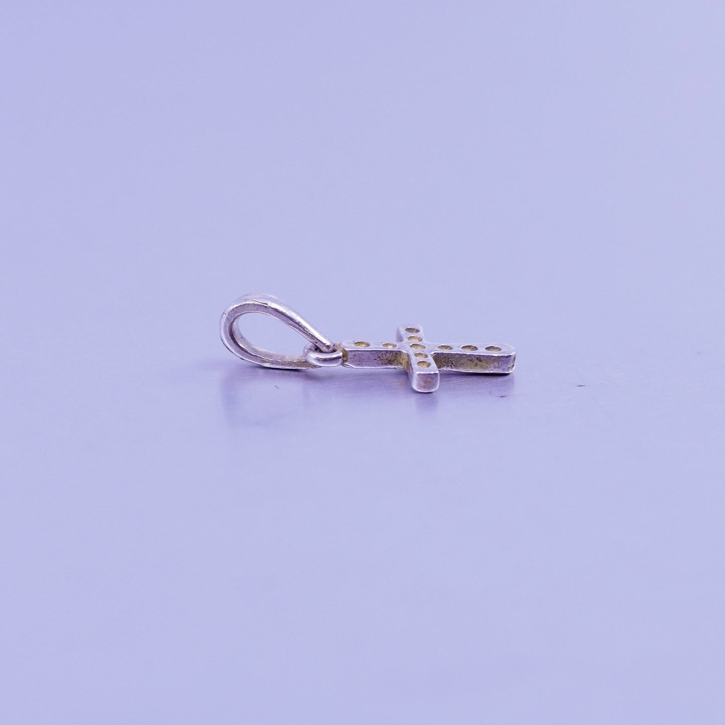 Vintage sterling 925 silver handmade tiny cross pendant