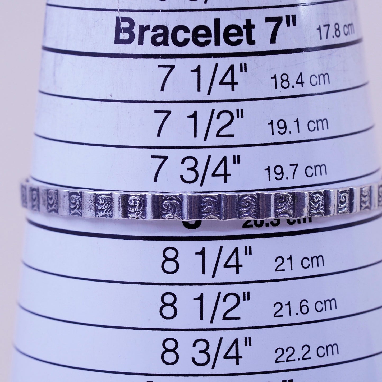8”, danecraft sterling silver handmade 925 silver bracelet, textured bangle