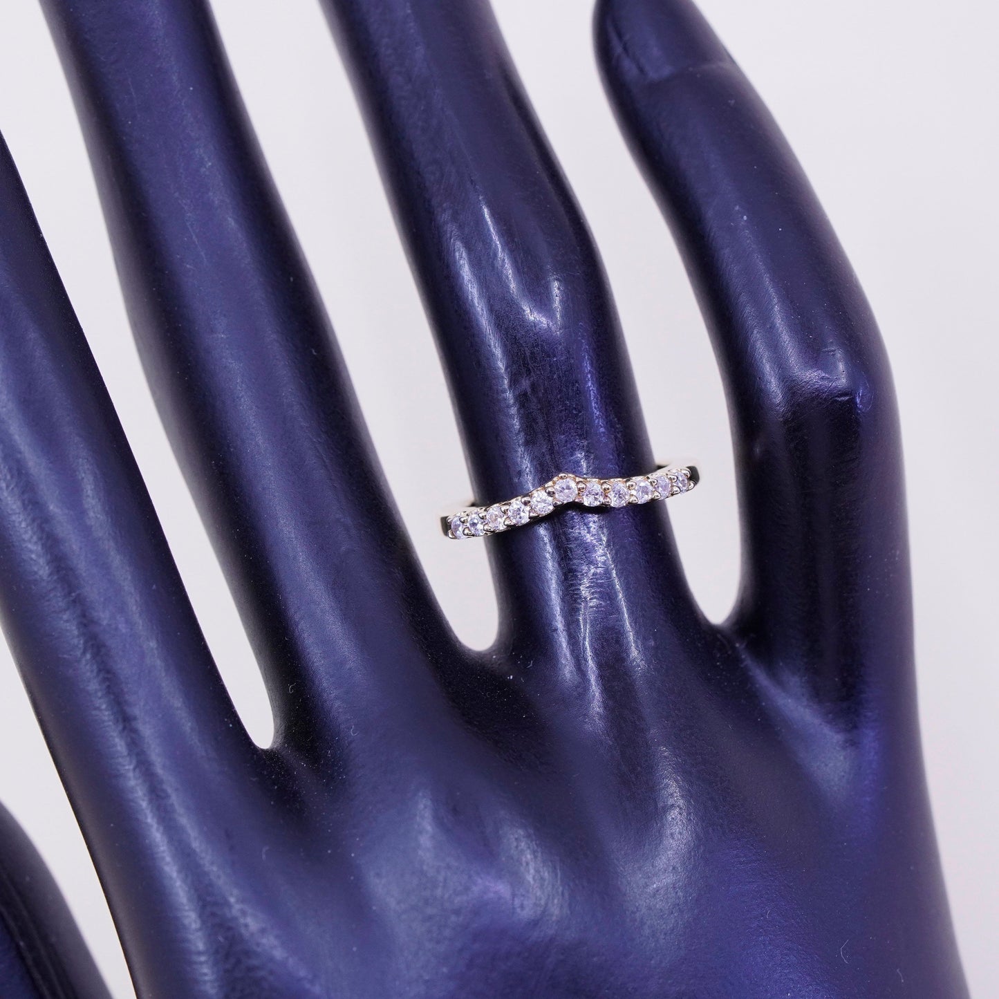 Size 5, vermeil rose gold over Sterling silver ring, 925 band cluster Cz