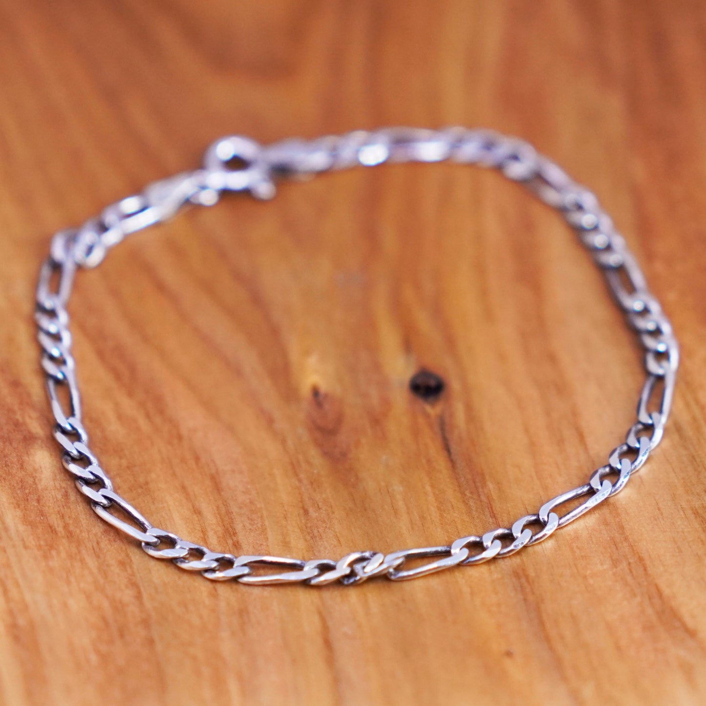 7.25”, 4mm, vintage milor Sterling silver bracelet, 925 figaro link chain