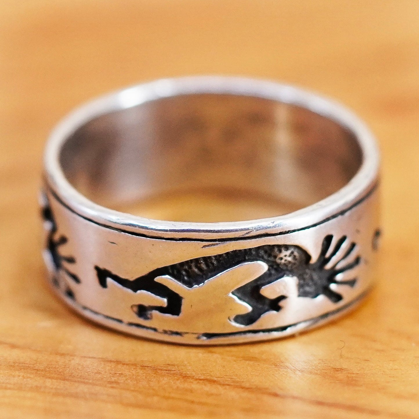 size 8.75, Native American Sterling silver handmade ring, 925 Kokopelli band