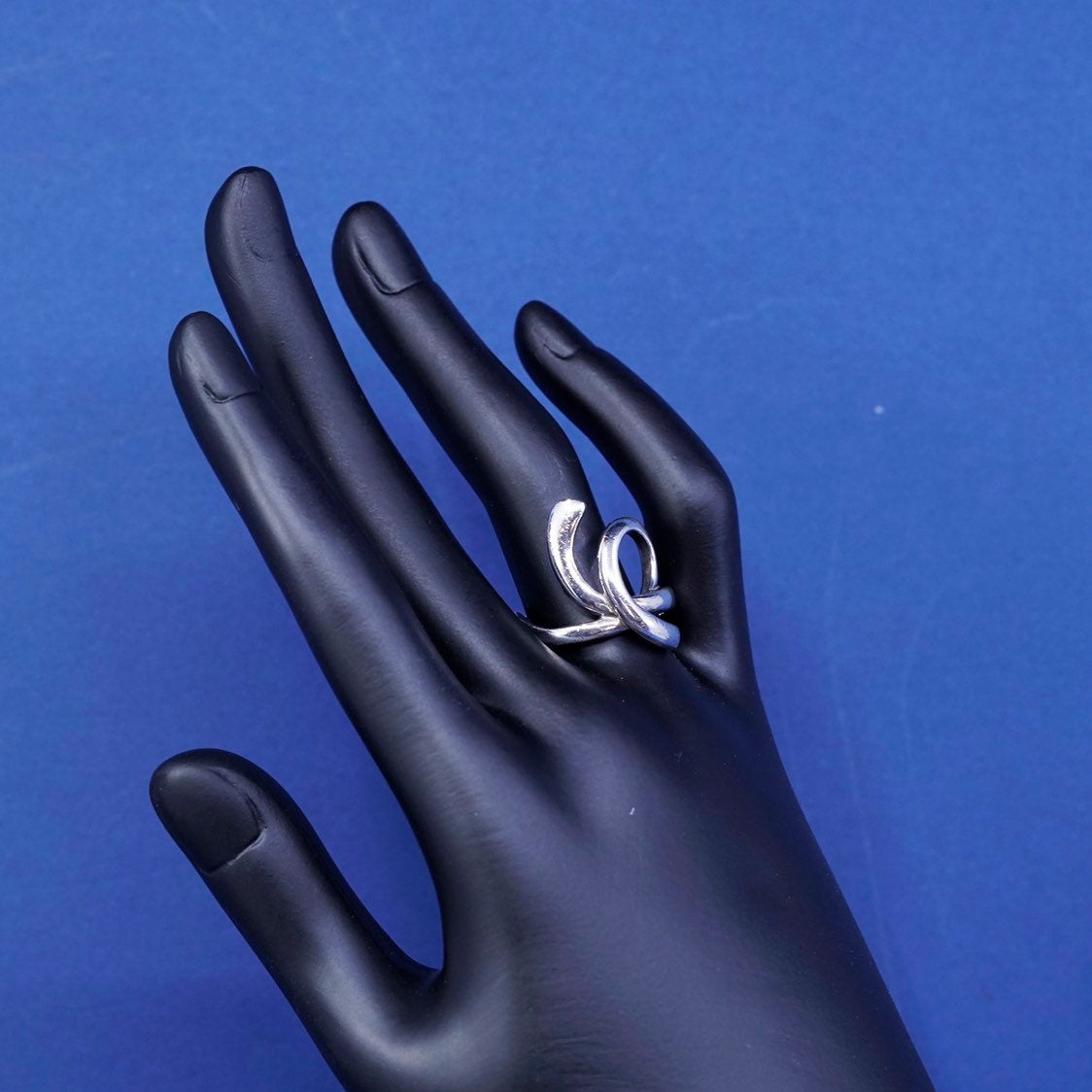 Size 8.5, vtg sterling silver handmade ring, 925 wired ring, stamped 925