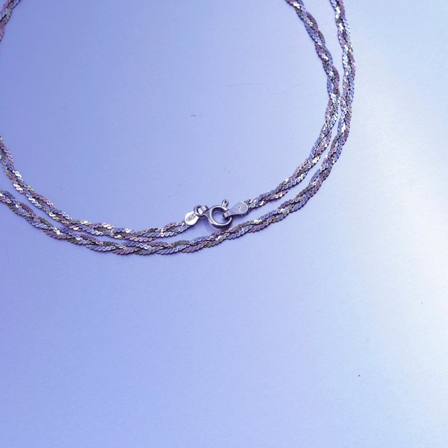 24” 3mm, vintage Italy two tone Sterling 925 silver twisted s chain necklace