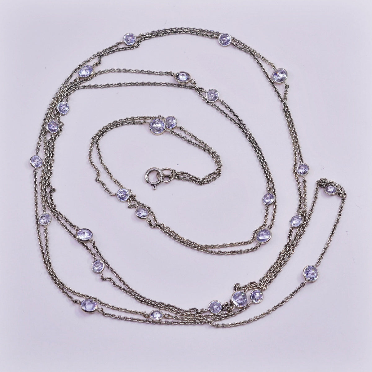 60”, vermeil gold over Sterling silver handmade necklace, 925 circle chain cz