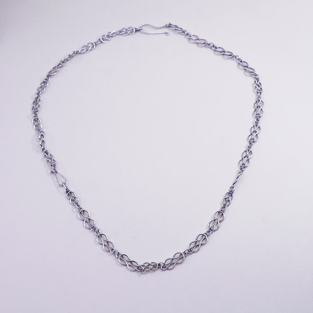 21”, 9mm, Vintage sterling silver entwined link chain, Italy 925 necklace