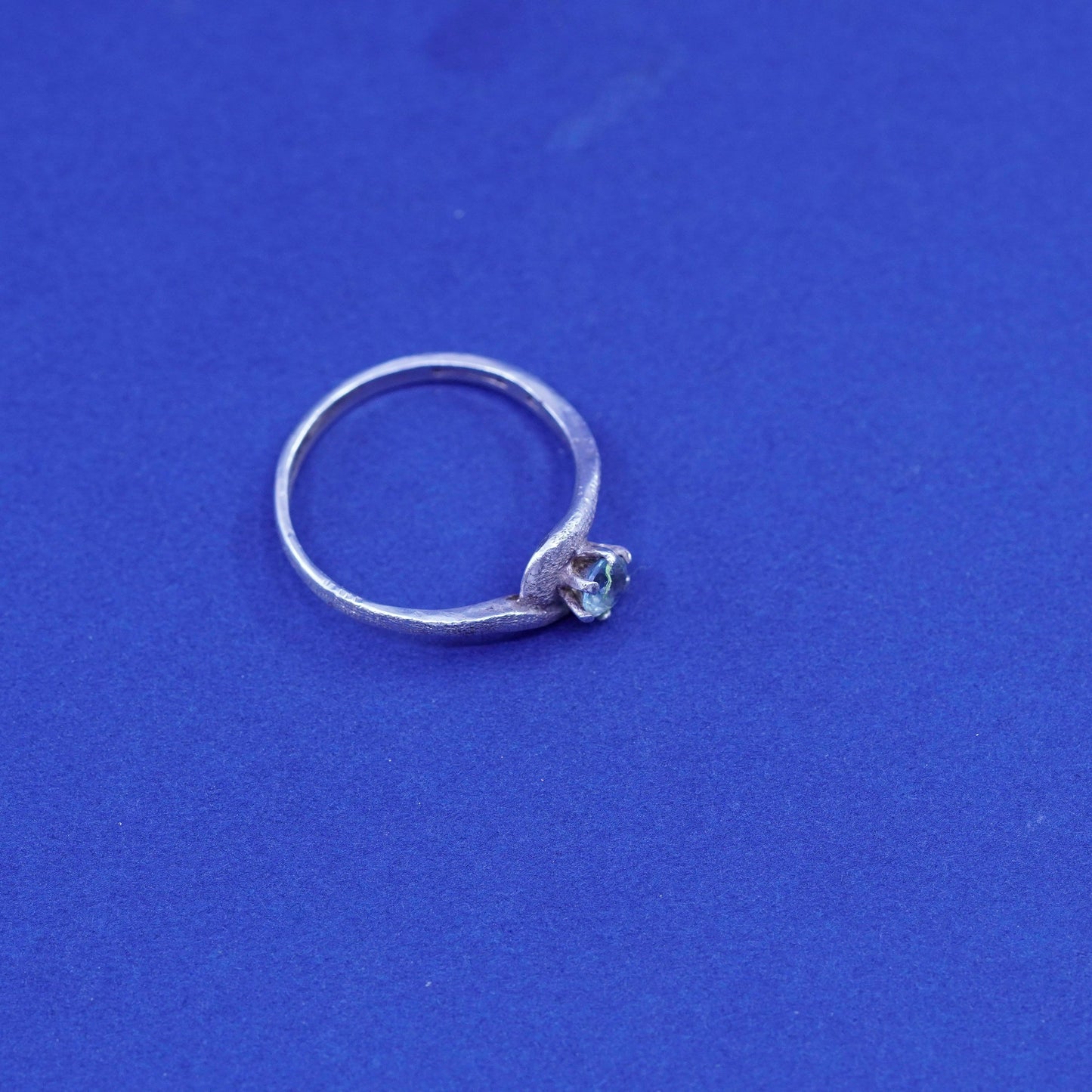 Size 7.5, vintage sterling 925 silver handmade ring with blue topaz