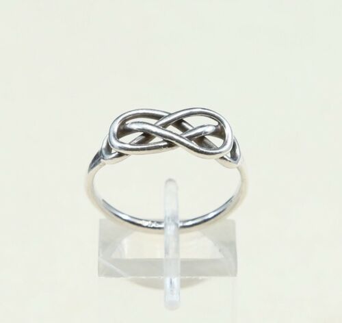 Sz 8, Vtg Sterling Silver Handmade Ring, 925 Silver knot Band