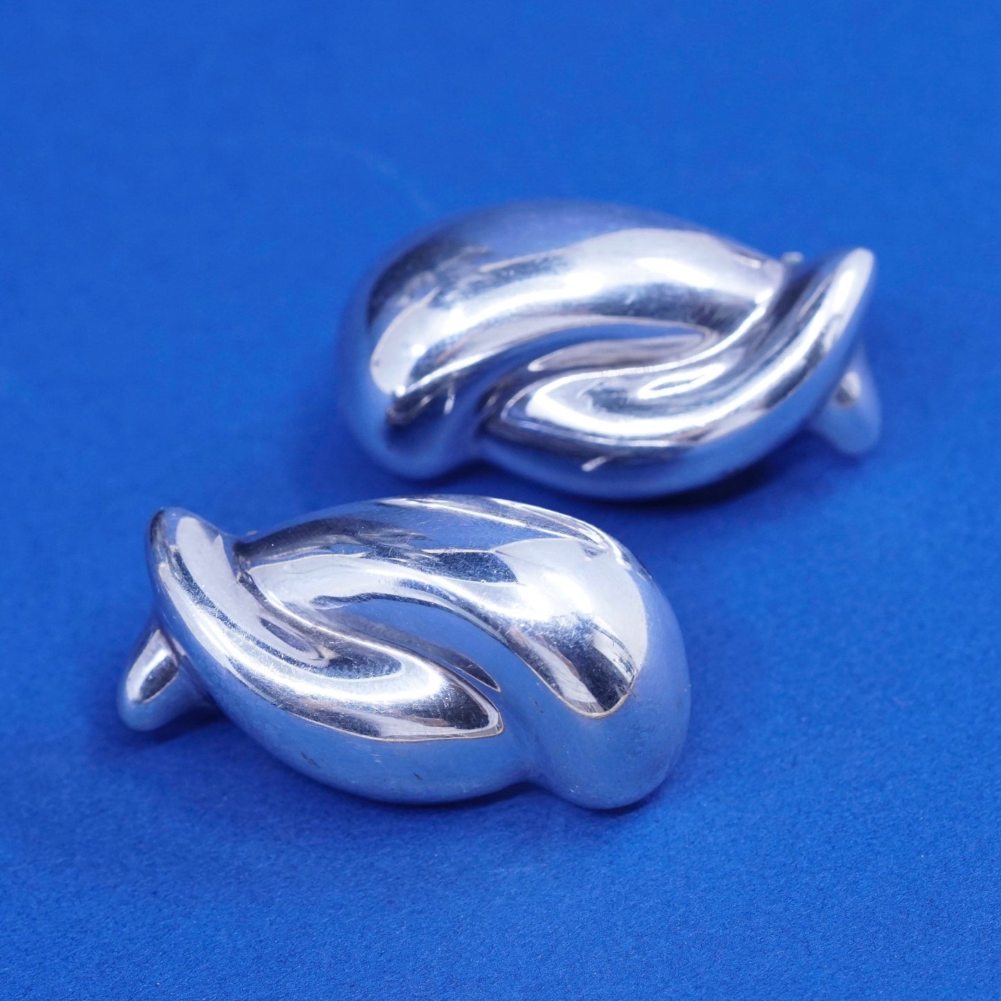 vintage Zina Sterling silver handmade Ribbed earrings, modern 925 silver studs