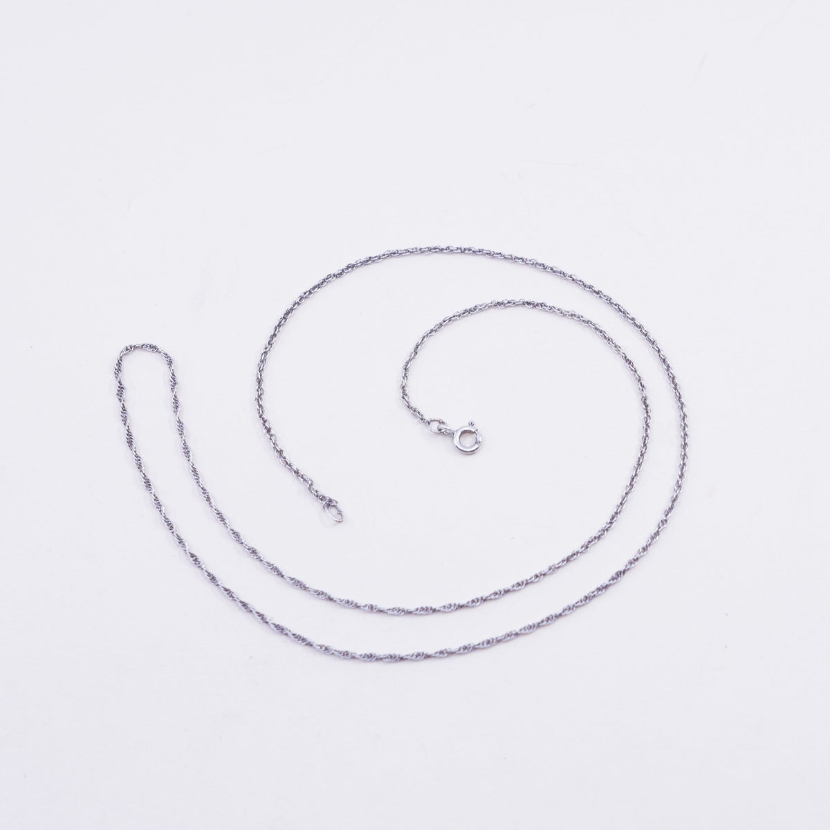 20” 1mm, vintage sterling silver necklace, 925 Singapore rope chain