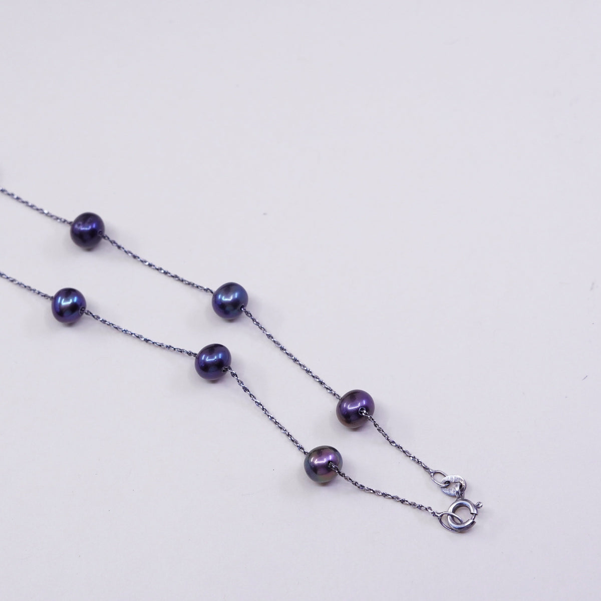 16”, Sterling silver handmade necklace, 925 twisted chain genuine black pearl