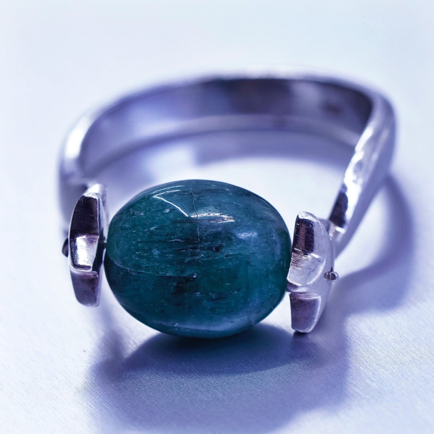 Size 8, vintage star Sterling 925 silver handmade spinner ring with turquoise