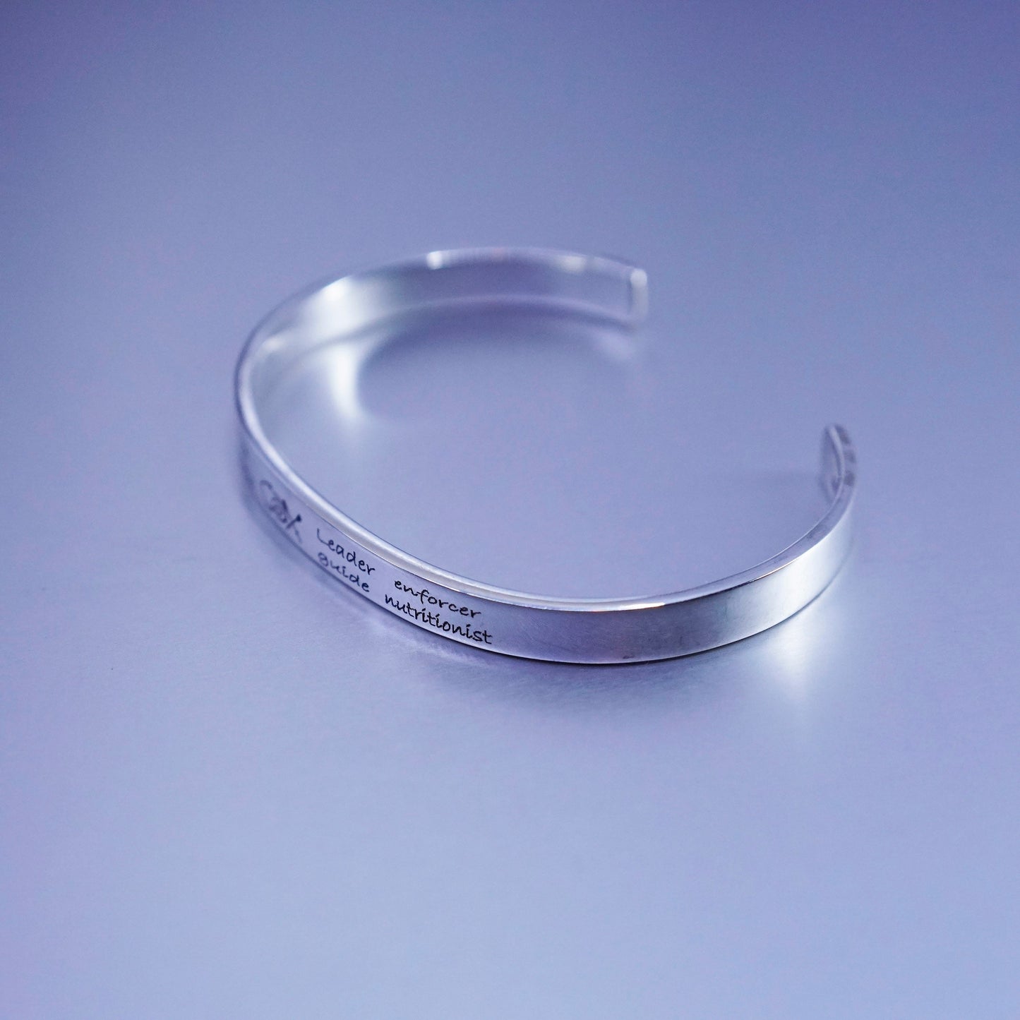 6.75”, Sterling 925 silver bracelet, quote cuff therapist coach motivator jokey