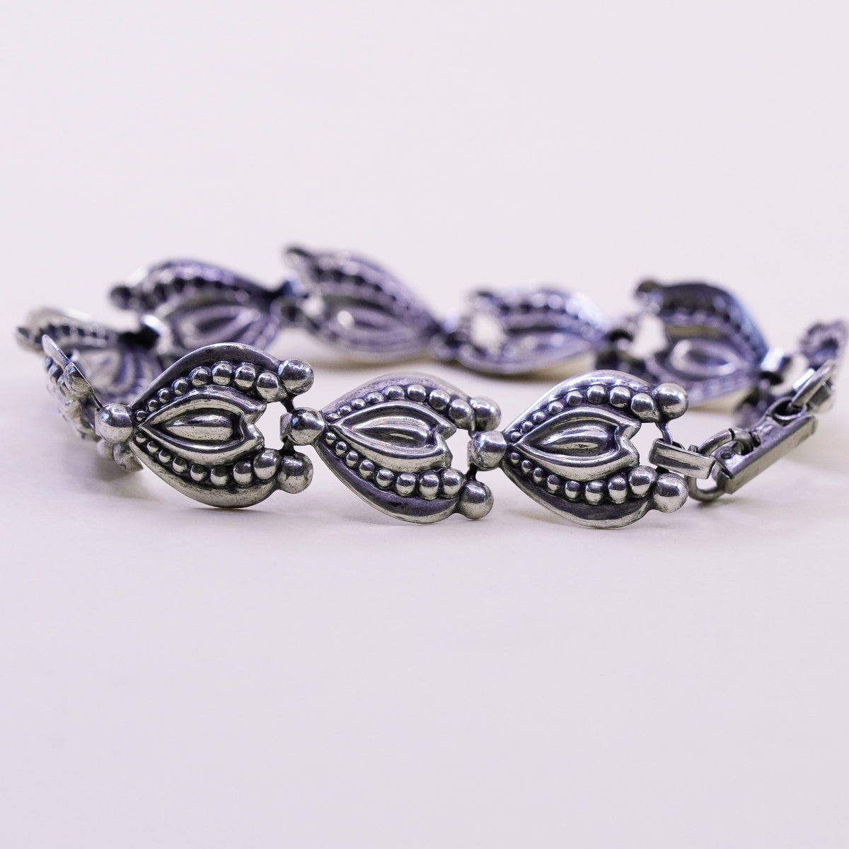 7”, Vintage beau sterling silver bracelet, 925 beaded link chain