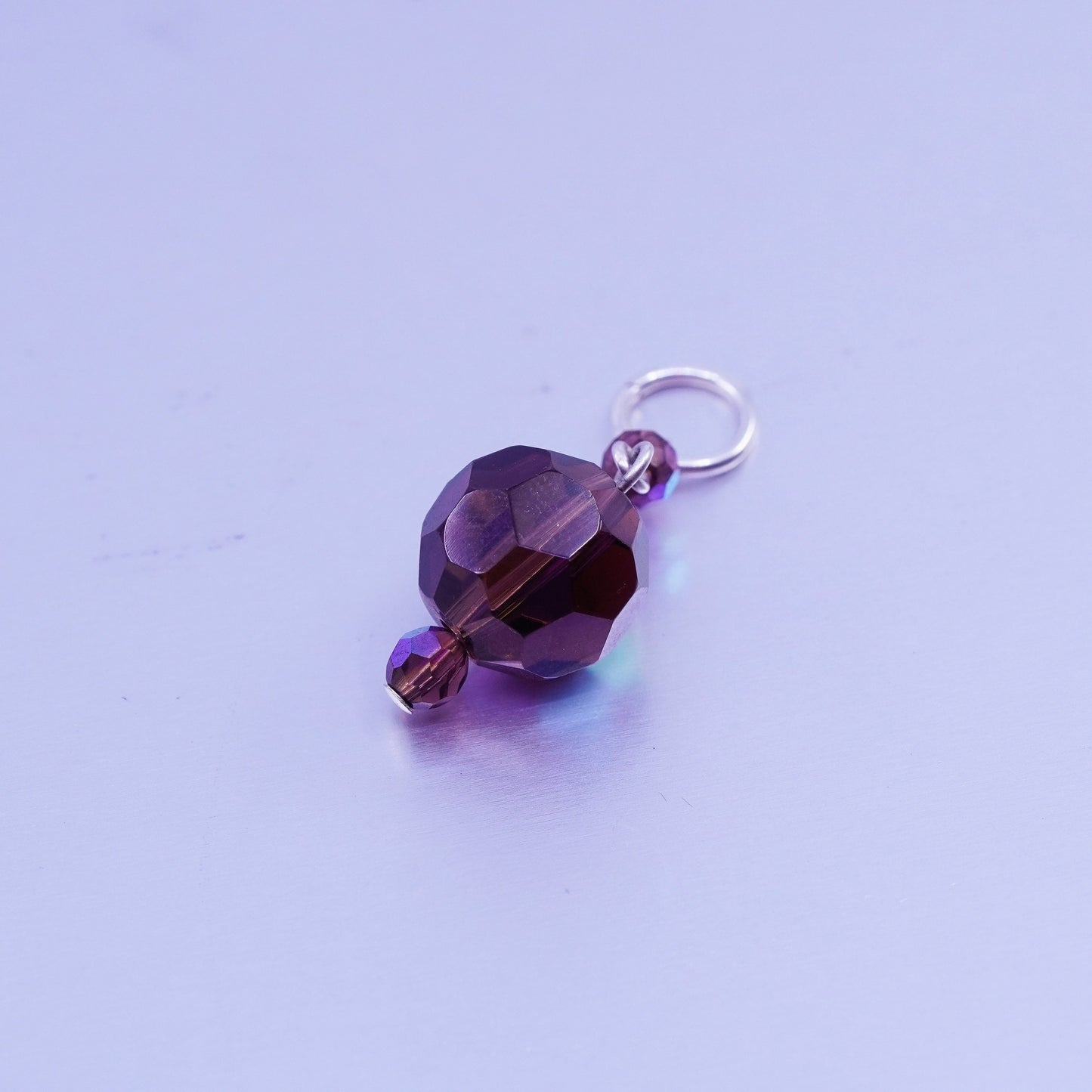 Italian sterling 925 silver pendant charm with glass bead