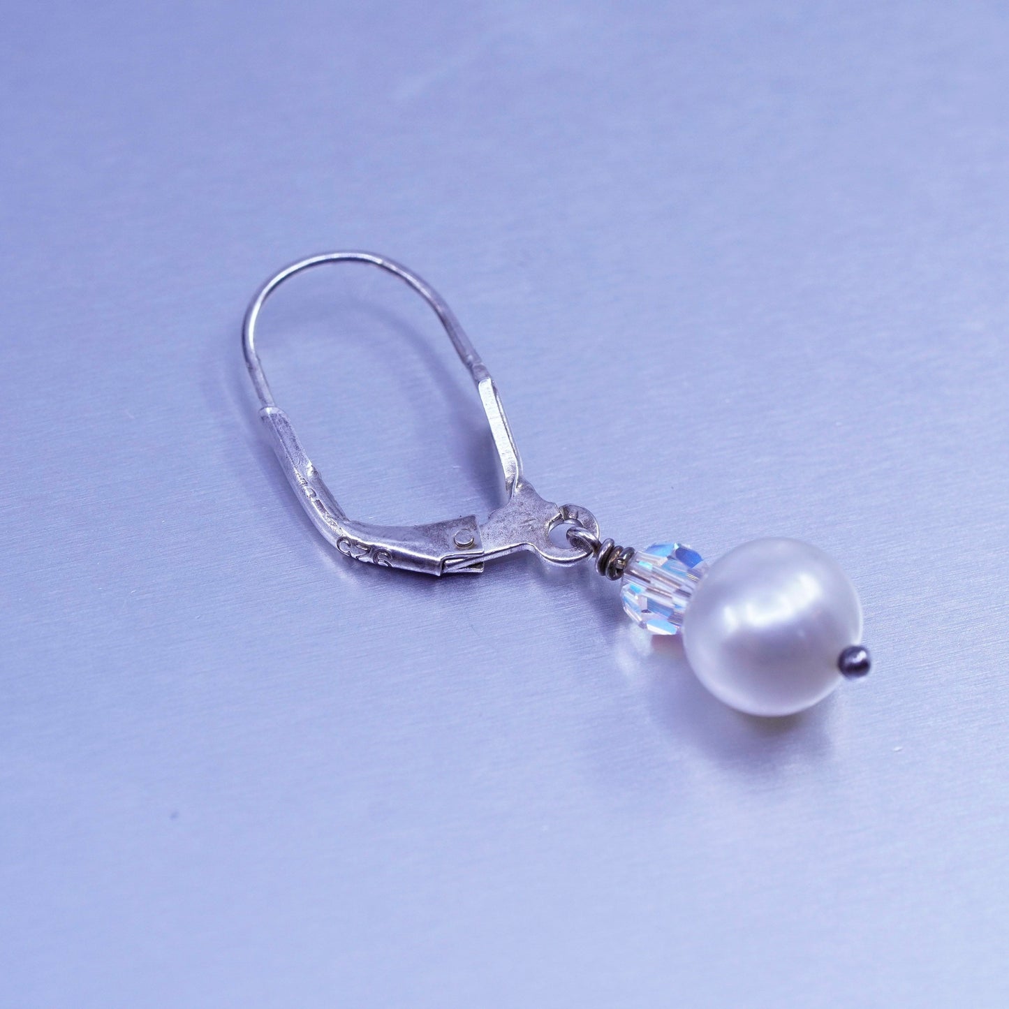 Vintage Sterling 925 silver handmade earrings with pearl