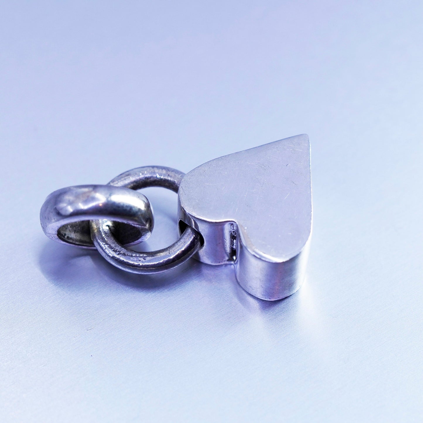 antique sterling 925 silver handmade cube heart pendant