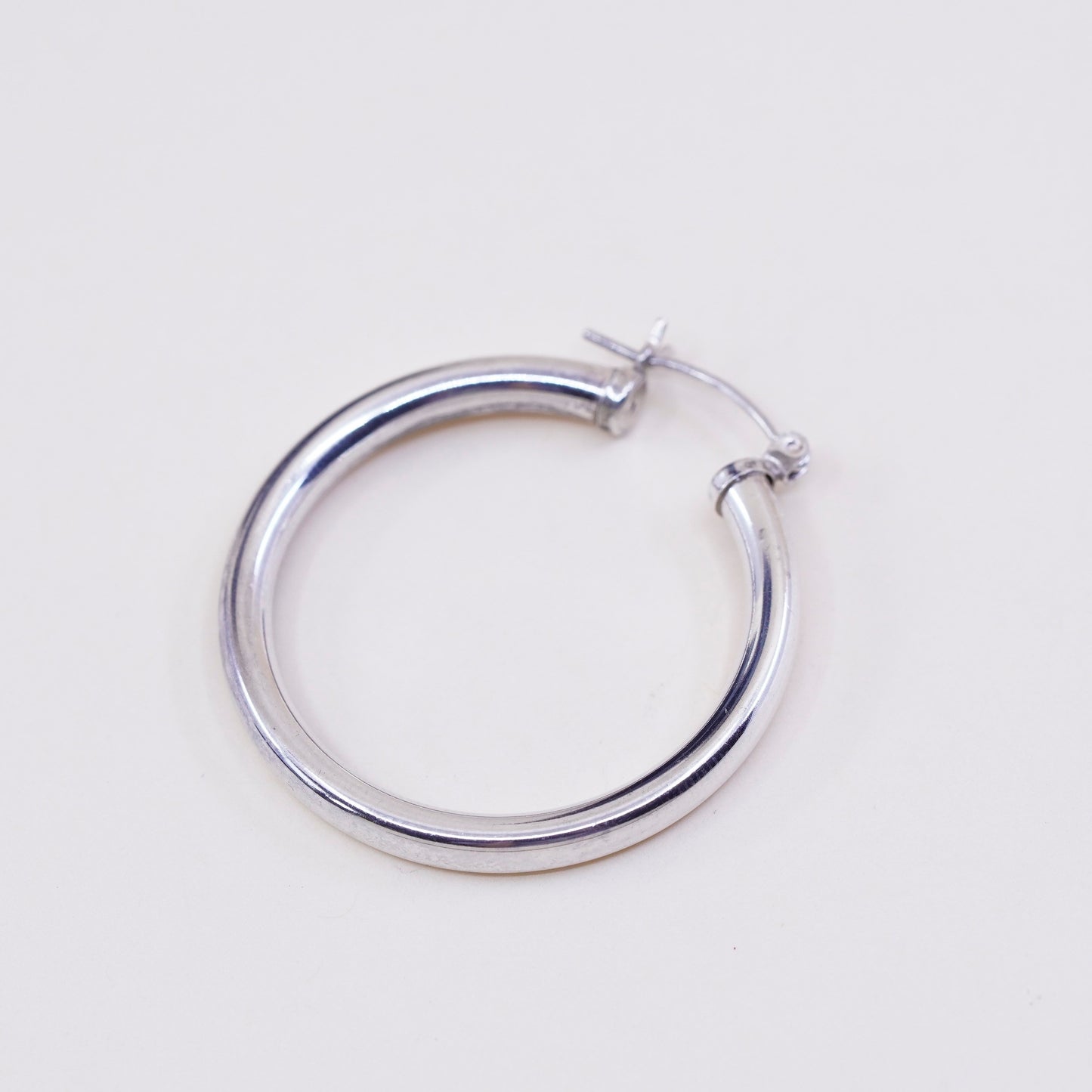 1.25”, Vintage sterling silver loop earrings, minimalist primitive hoops