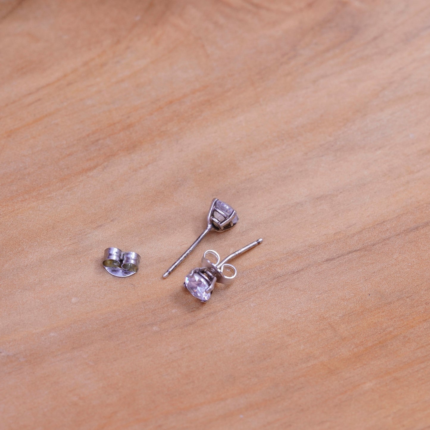 5mm, Sterling silver clear round crystal studs, cz earrings