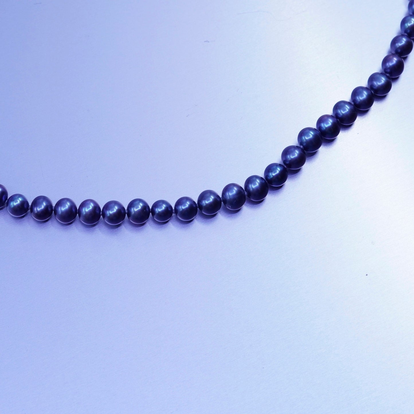 20”, vintage 6mm black pearl necklace with Sterling 925 silver clasp
