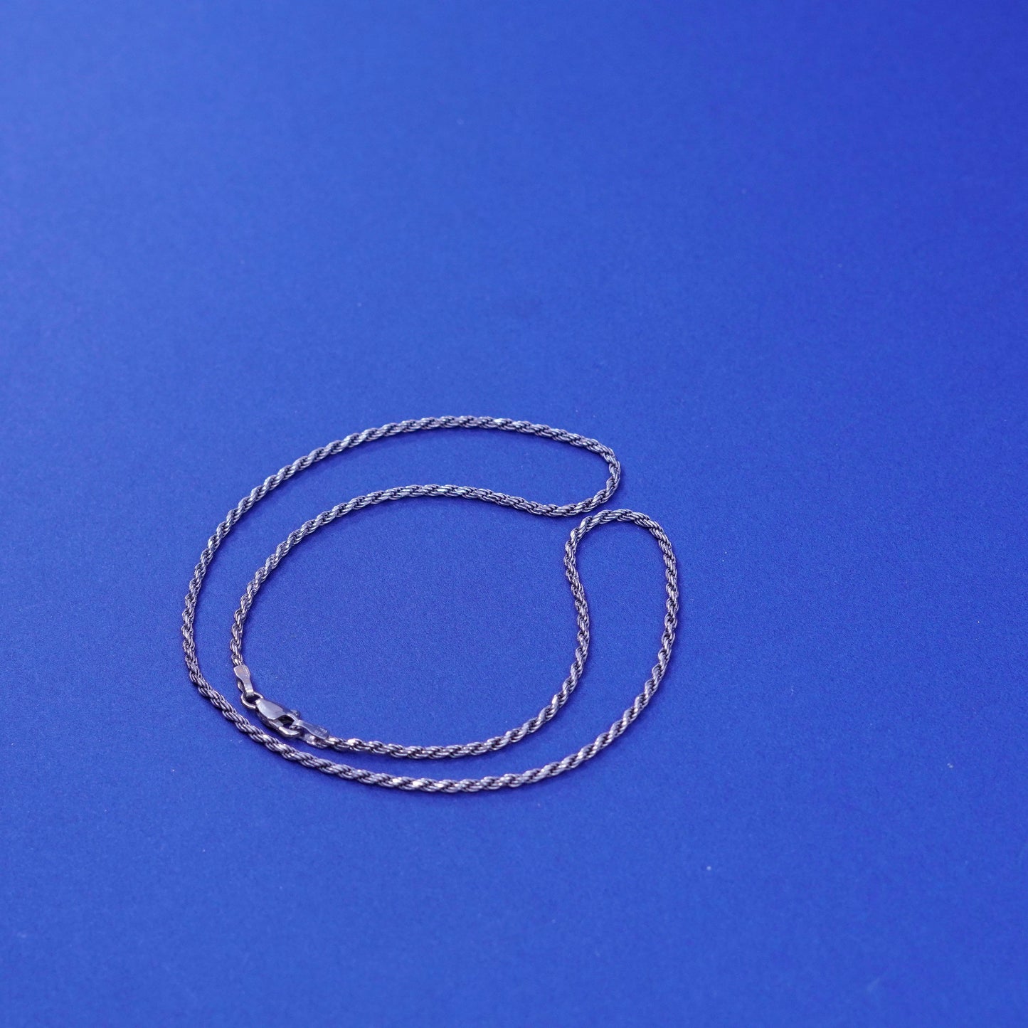 16”, 2mm, vintage Sterling silver handmade necklace, 925 diamond rope chain