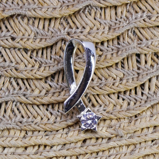 Vintage Sterling 925 silver handmade shooting star pendant cz “dream big”