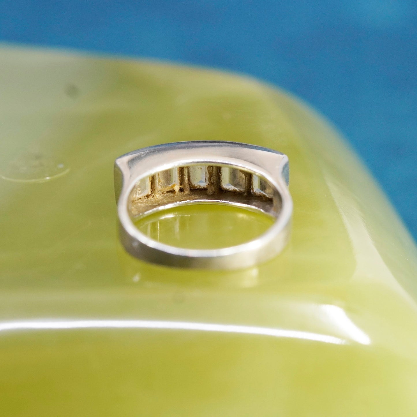 Size 8, vintage Sterling 925 silver handmade ring, 925 stackable band with Cz