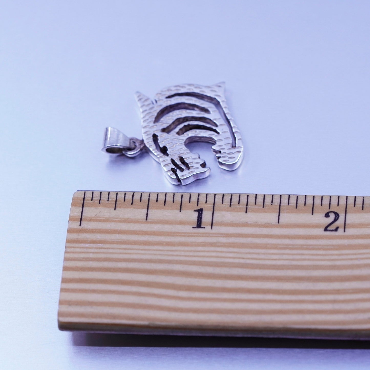 antique sterling 925 silver tiger pendant