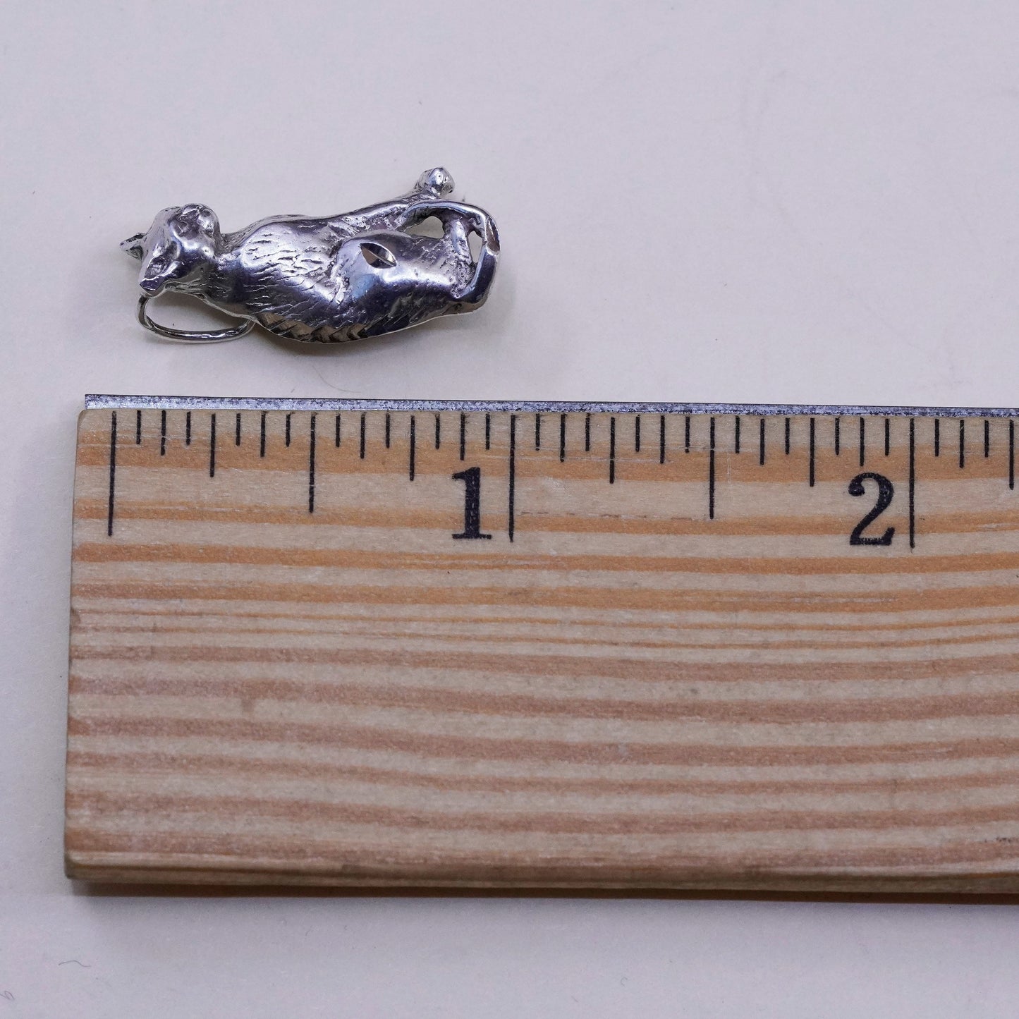 Vintage Sterling silver handmade pendant, 925 cat kitty charm