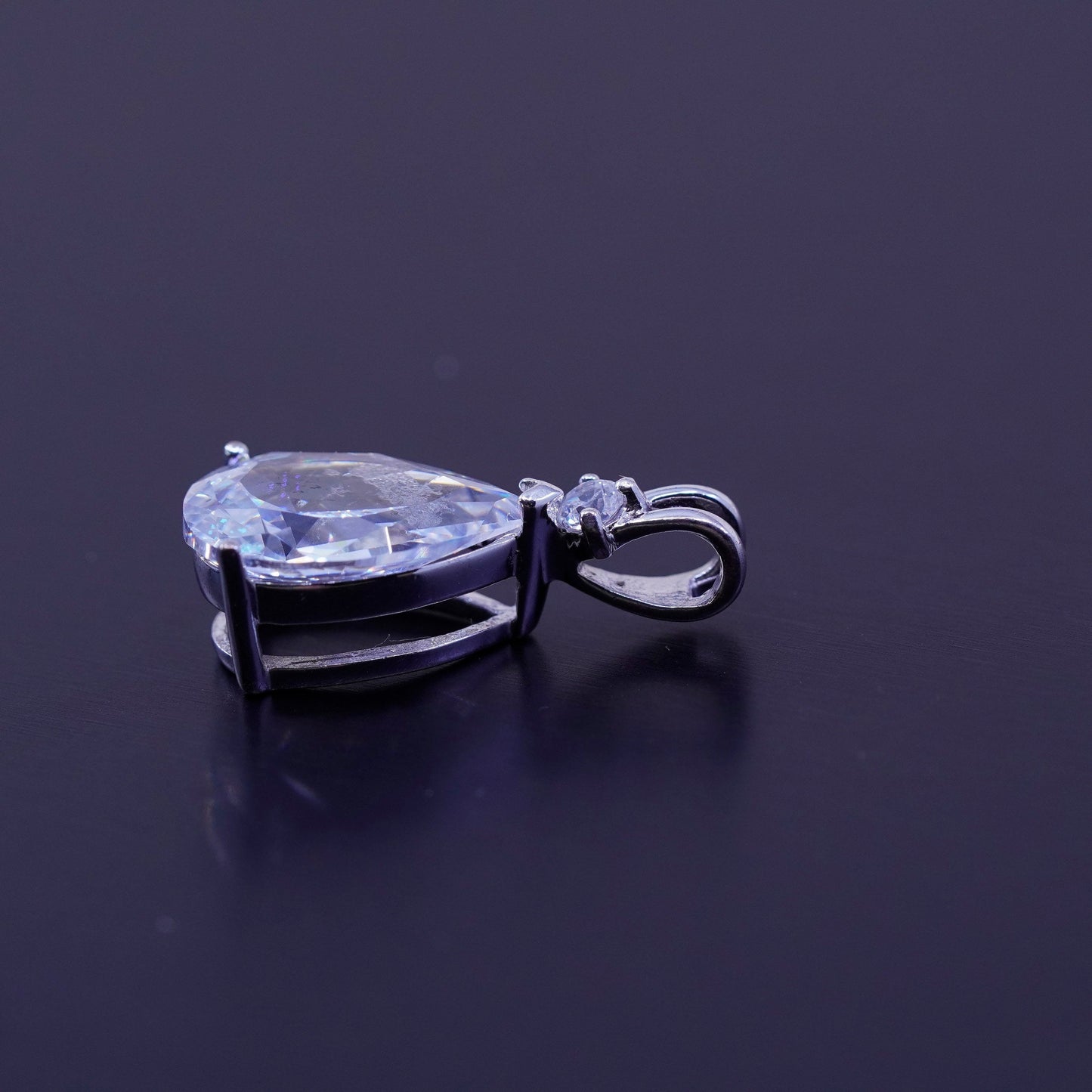 antique sterling 925 silver pendant with teardrop Cz
