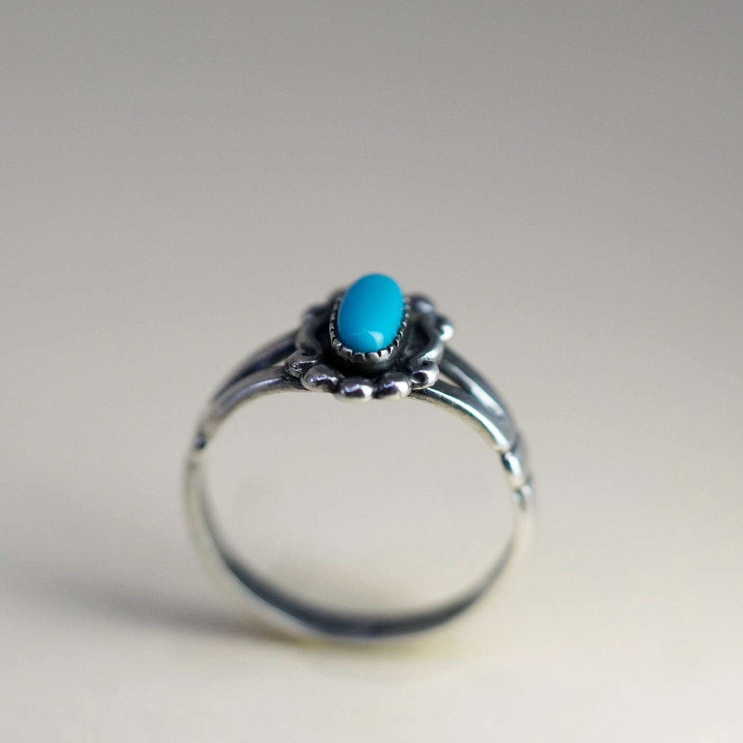 sz 7 Native American bell trading post sterling silver ring, 925 band turquoise