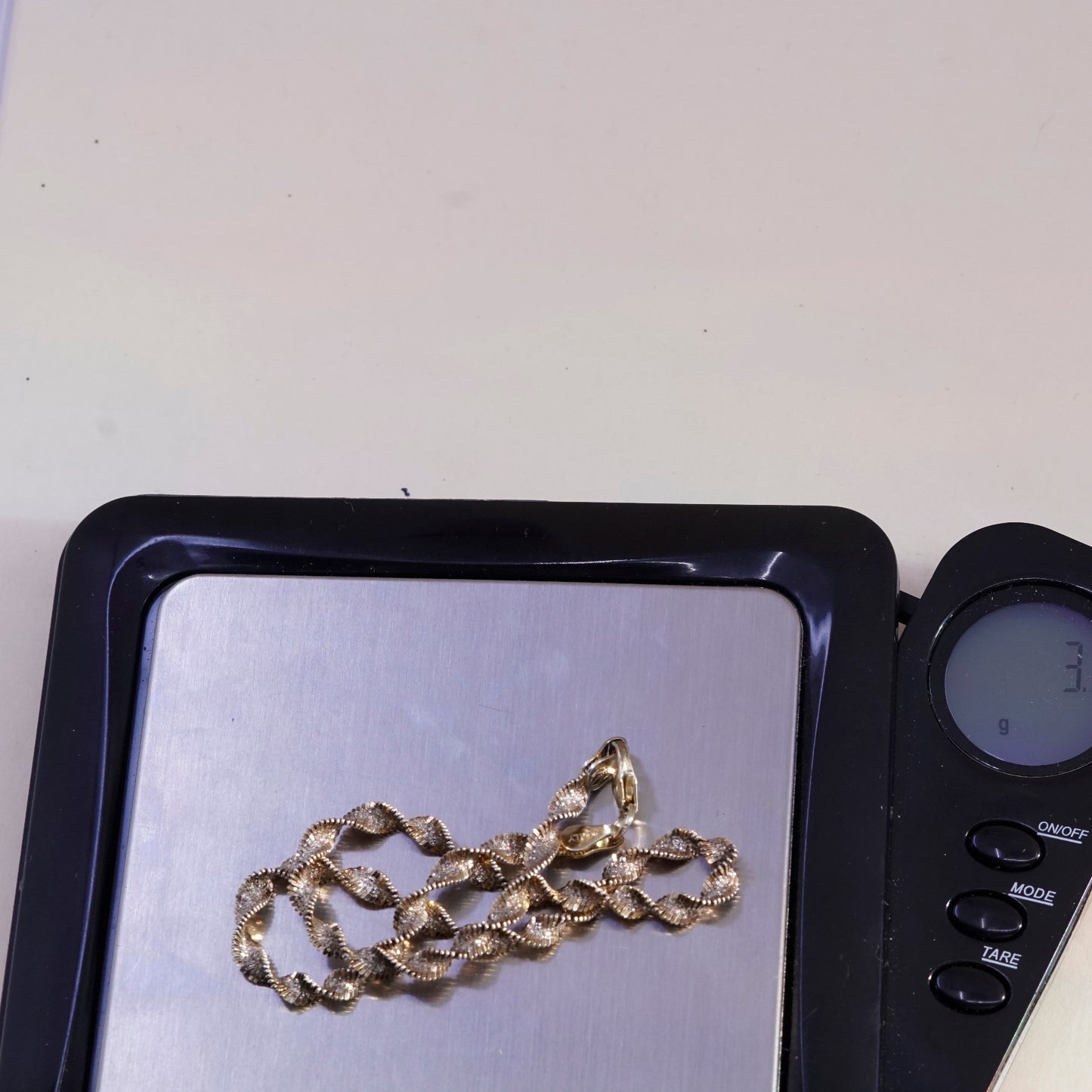 8.5”, vermeil gold over sterling silver bracelet, 925 twisted herringbone chain