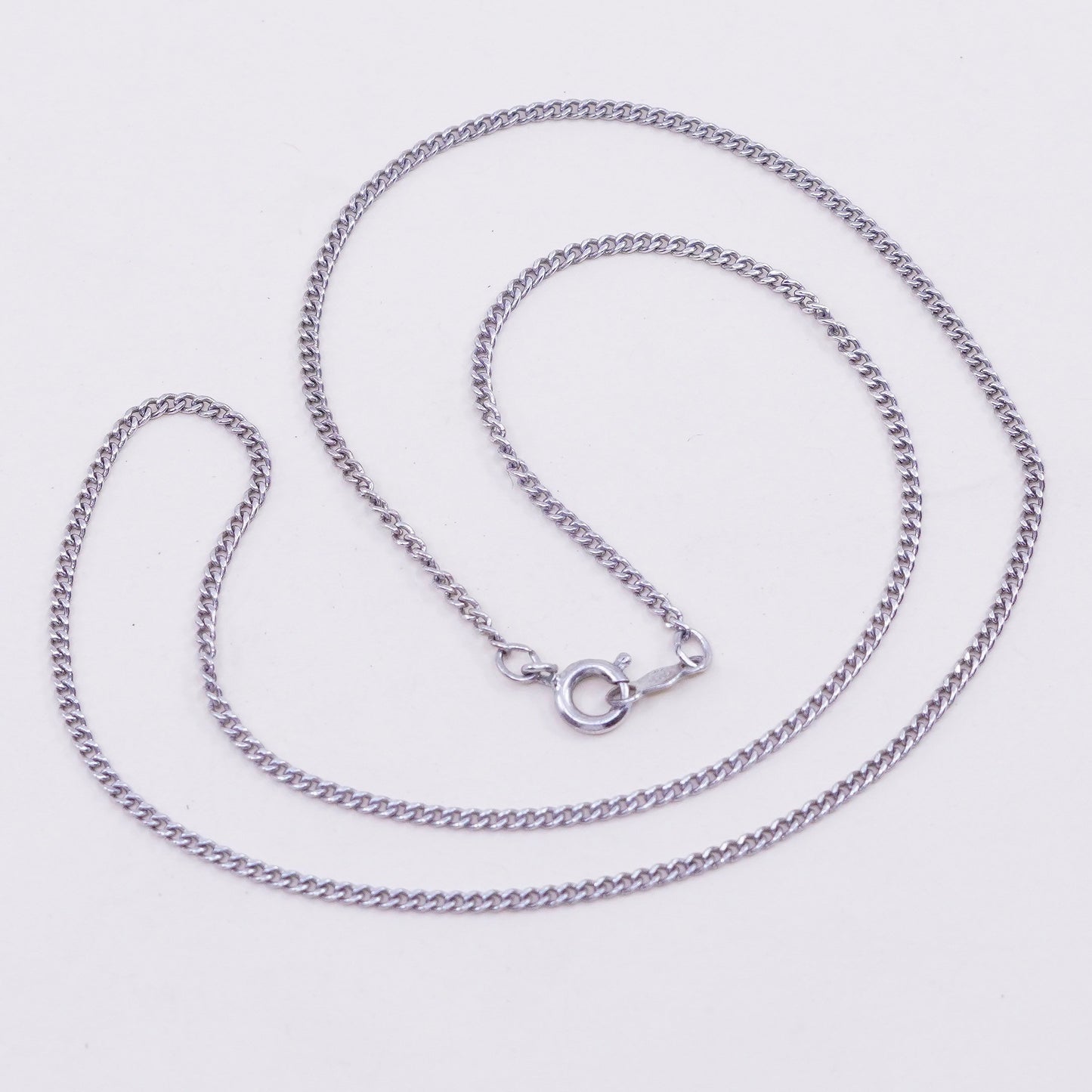 16” 1mm, vintage sterling silver necklace, 925 curb rope chain